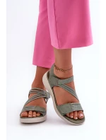 Dámské pohodlné sandály na suchý zip zelené Eladora Dámské pohodlné sandály na suchý zip zelené Eladora