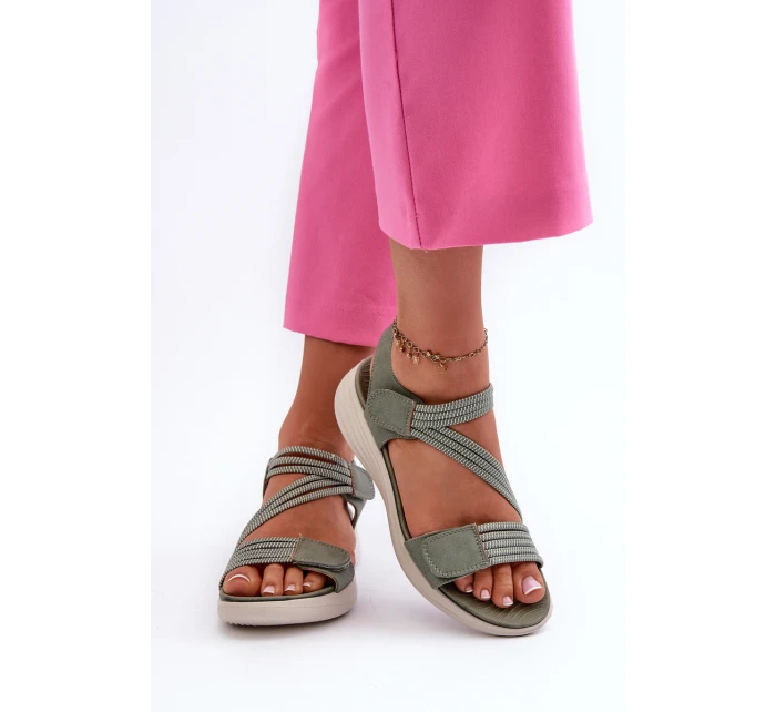 Dámské pohodlné sandály na suchý zip zelené Eladora Dámské pohodlné sandály na suchý zip zelené Eladora