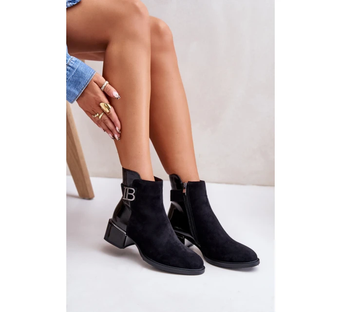 Elegantní Boty Na Podpatku Zateplené MR880-040 Černé