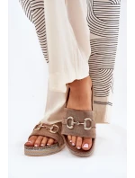 Dámské Sandály Na Platformě Se Zlatou Dekorací A Brilanty Khaki Morisela Dámské Sandály Na Platformě Se Zlatou Dekorací A Brilanty Khaki Morisela