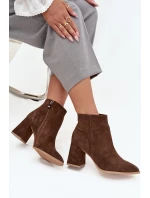 Kozačky z přírodního semiše s vysokým podpatkem vyhřívané hnědé model 21712923 - Zazoo