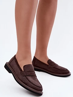 Dámské hnědé semišové mokasíny model 22348968 - VINCEZA