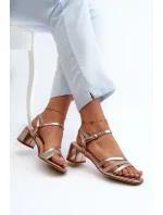 Dámské sandály na nízkém podpatku vyrobené z eko kůže Sergio Leone SK046 růžové zlato Dámské sandály na nízkém podpatku vyrobené z eko kůže Sergio Leone SK046 růžové zlato