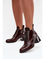 Dámské zateplené botky na podpatku s masivním podpatkem a ozdobným detailem – tmavě hnědé Zazoo Dámské zateplené botky na podpatku s masivním podpatkem a ozdobným detailem – tmavě hnědé Zazoo