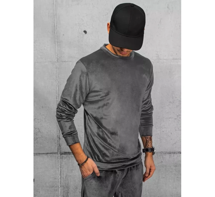 Pánská šedá velurová mikina FashionStreet BX5533