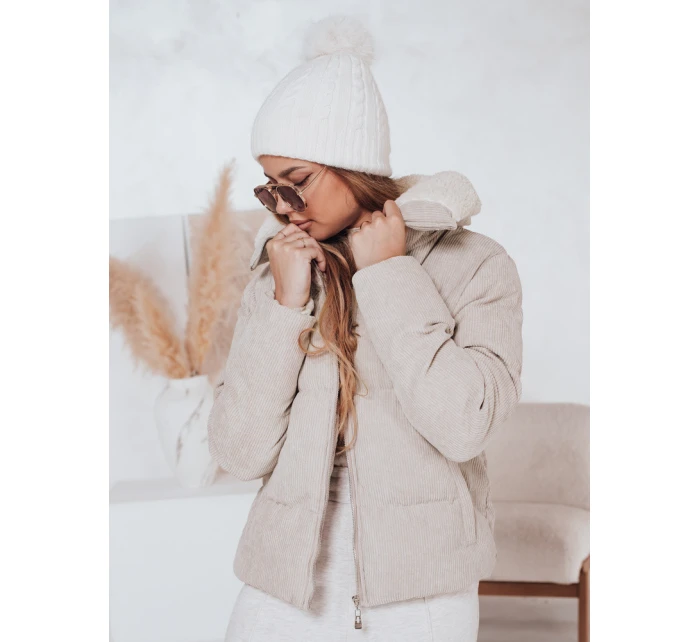 Dámská zimní manšestrová bunda TRENDYGLAM béžová FashionStreet TY4358 Dámská zimní manšestrová bunda TRENDYGLAM béžová FashionStreet TY4358