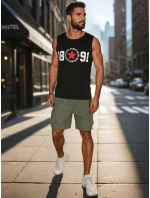 Pánská košile bez rukávů černá FashionStreet RX5652 Pánská košile bez rukávů černá FashionStreet RX5652