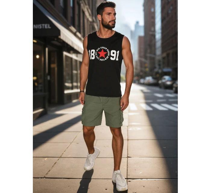 Pánská košile bez rukávů černá FashionStreet RX5652 Pánská košile bez rukávů černá FashionStreet RX5652