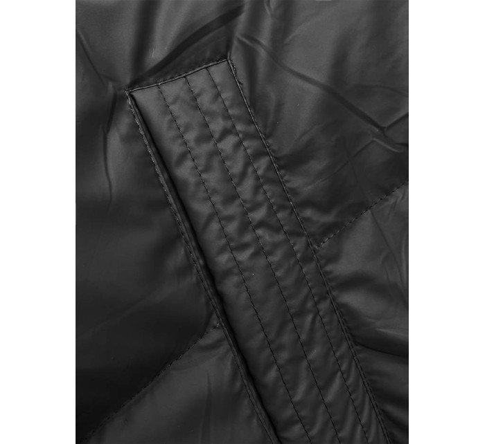 Černá dámská vesta s kapucí (B8212-1)