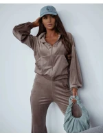 Dwuczęściowy komplet welurowy ze spodniami typu dzwony Goodlookin cappuccino (821144)