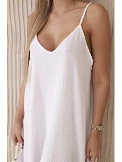 Mušelínové šaty na ramínka bílý