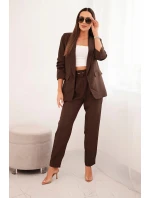 Komplet elegantní sako s kalhotami hnědý Komplet elegantní sako s kalhotami hnědý