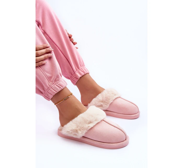 Dámské Pantofle s Kožešinou Růžové model 21563560 - Boto Dámské Pantofle s Kožešinou Růžové model 21563560 - Boto