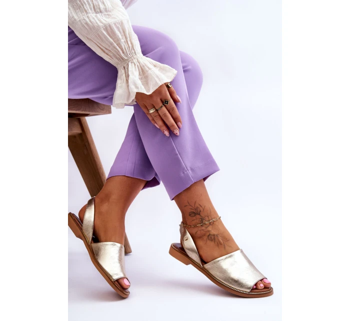 Zazoo 40327 Kožené nášlapné sandály zlaté Zazoo 40327 Kožené nášlapné sandály zlaté