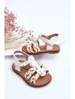 Dětské sandály na suchý zip s pruhy bile Sammy Dětské sandály na suchý zip s pruhy bile Sammy