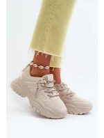 Dámské tenisky na masivní podrážce s ozdobným šněrováním béžové Relissa