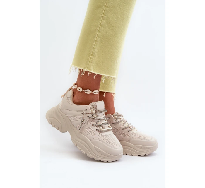 Dámské tenisky na masivní podrážce s ozdobným šněrováním béžové Relissa