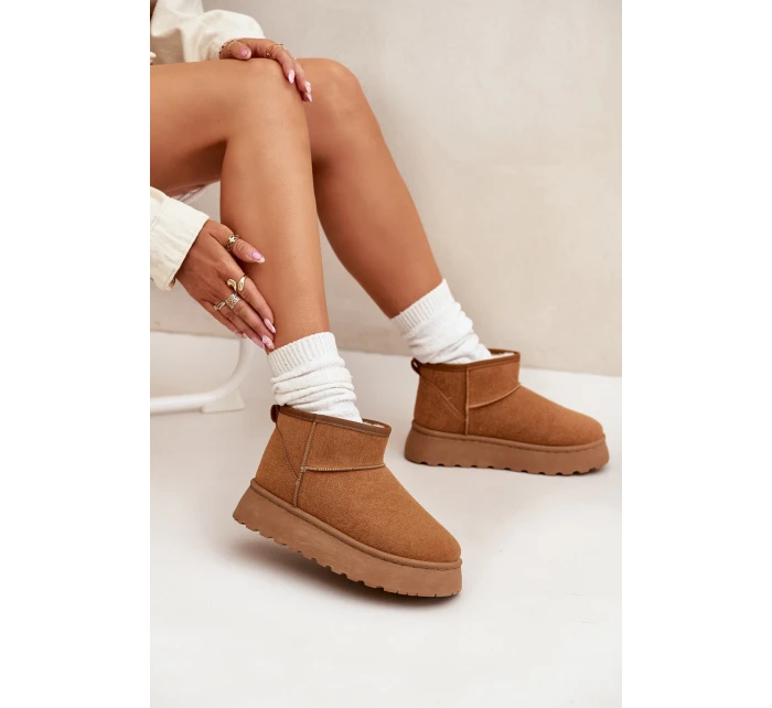 Dámské Sněhule Na Platformě Zateplené Kožíškem Camel model 21705239 - Boto Dámské Sněhule Na Platformě Zateplené Kožíškem Camel model 21705239 - Boto