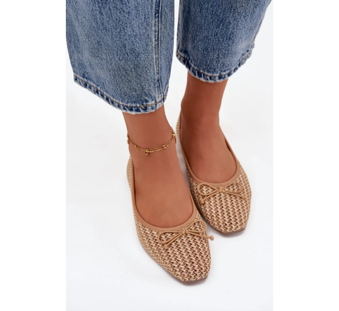 Baleríny s pletenkou a mašličkou Camel Belirra