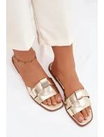 Dámské ploché pantofle s zlatými pásky model 21937376 - Boto