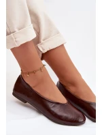 Lakované Baleríny z Eko Kůže Čokoládové Selanora