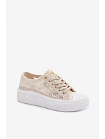 Dámské tenisky s krajkou na platformě Lee Cooper LCW-26-44-4481 Béžové