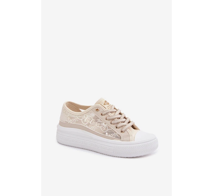 Dámské tenisky s krajkou na platformě Lee Cooper LCW-26-44-4481 Béžové