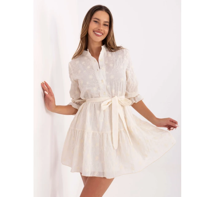 Sukienka LK SK model 21217569 jasny beżowy - FPrice Sukienka LK SK model 21217569 jasny beżowy - FPrice