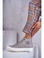 Dámské Tenisky Big Star Vysoké Zateplené Šedé EE274114 Dámské Tenisky Big Star Vysoké Zateplené Šedé EE274114