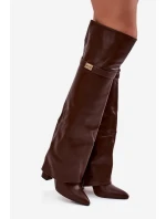Dámské zateplené kozačky s holenicí nad kolena Serelle – hnědé Dámské zateplené kozačky s holenicí nad kolena Serelle – hnědé