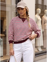 Dámská bavlněná mikina s pruhy Azara, vínová, FashionStreet RY2932 Dámská bavlněná mikina s pruhy Azara, vínová, FashionStreet RY2932
