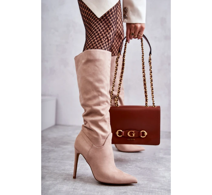 Klasické Semišové černé Boty Na Béžový model 21595587 - Boto