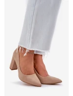 Dámské Lodičky Na Klíně Eko Semišové Tmavě Béžové Florena