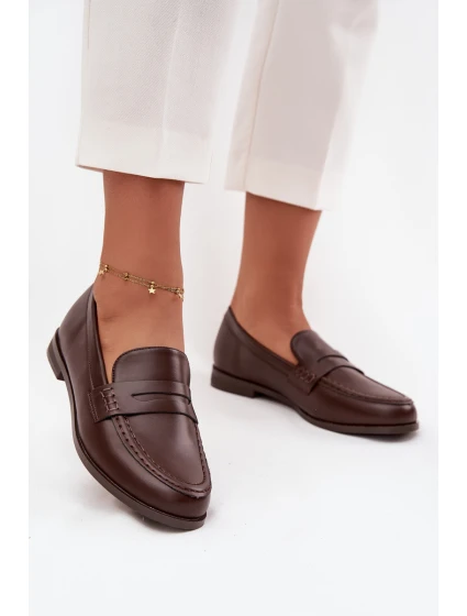 Mokasíny Loafersy Dámské Z Eko Kůže Čokoládové Bessina Mokasíny Loafersy Dámské Z Eko Kůže Čokoládové Bessina