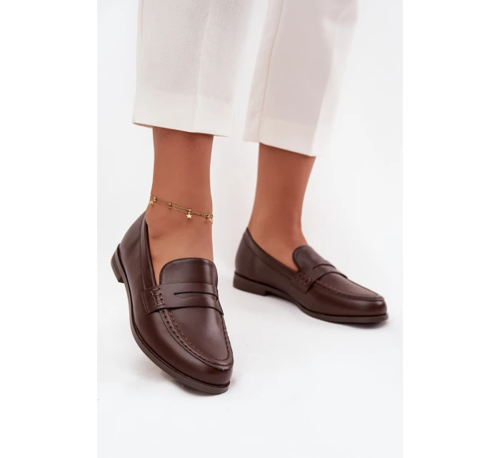 Mokasíny Loafersy Dámské Z Eko Kůže Čokoládové Bessina Mokasíny Loafersy Dámské Z Eko Kůže Čokoládové Bessina