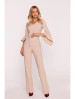 Kombinéza s rukávy béžová model 21319111 - STYLOVE Kombinéza s rukávy béžová model 21319111 - STYLOVE
