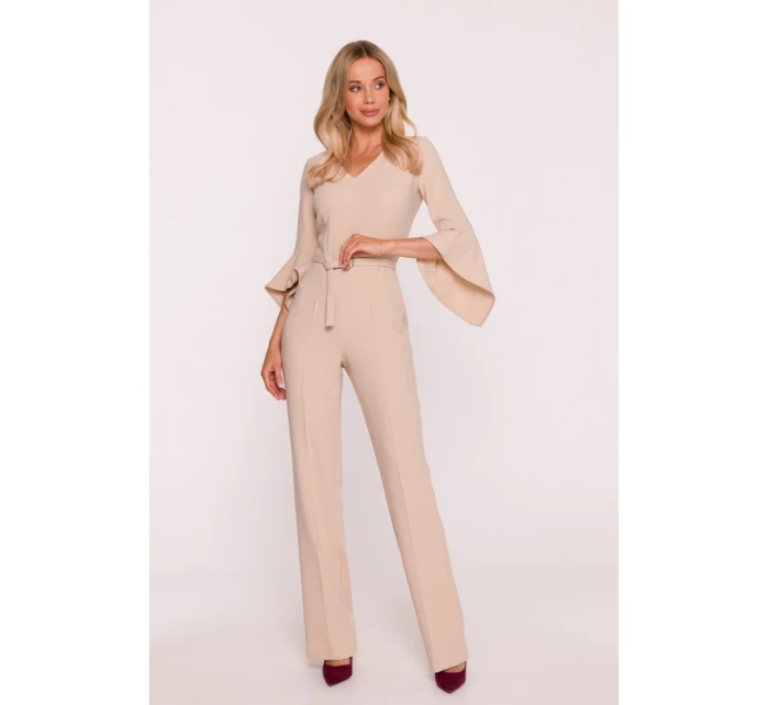 Kombinéza s rukávy béžová model 21319111 - STYLOVE Kombinéza s rukávy béžová model 21319111 - STYLOVE