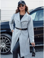Dámský podzimní dlouhý kabát CELESTIA světle šedý FashionStreet NY0684