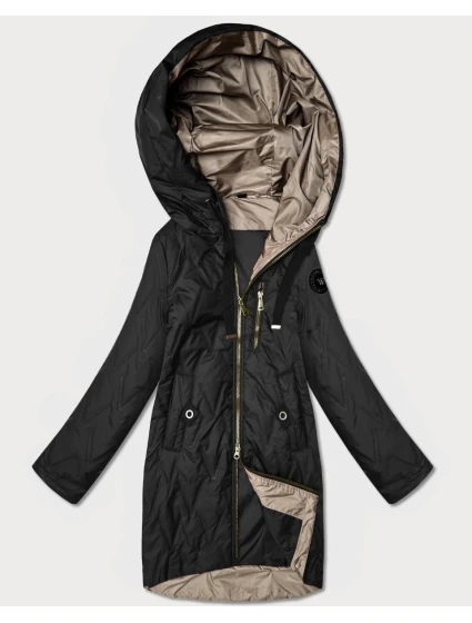 Dámská prošívaná bunda s asymetrickou spodní částí Goodlookin černá (B8592-1)