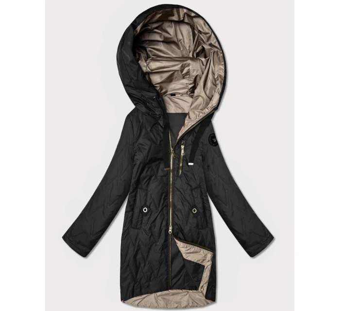 Dámská prošívaná bunda s asymetrickou spodní částí Goodlookin černá (B8592-1)