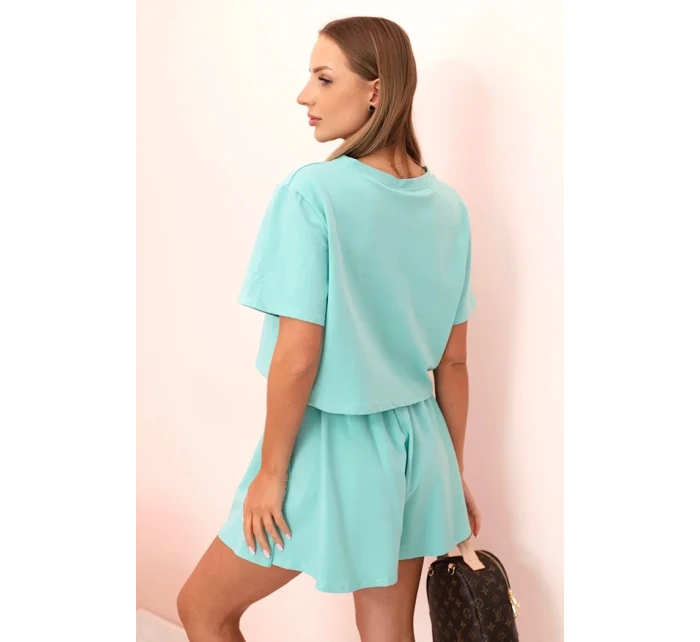 Dámský bavlněný komplet s širokými šortkami mincovna Dámský bavlněný komplet s širokými šortkami mincovna