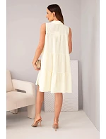 Dámské bavlněné košilové šaty bez rukávů s knoflíky žlutá