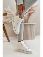 Dámské Zateplené Tenisky Z Eko Kůže Big Star OO274788 Bílé Dámské Zateplené Tenisky Z Eko Kůže Big Star OO274788 Bílé