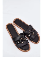 Ploché dámské sandály se zlatým detailem černé model 21700081 - Boto Ploché dámské sandály se zlatým detailem černé model 21700081 - Boto