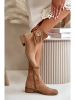 Dámské Kotníkové Boty Na Zip S Ozdobným Detalem Eko Semišové Béžové Lerioria Dámské Kotníkové Boty Na Zip S Ozdobným Detalem Eko Semišové Béžové Lerioria