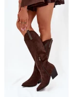 Dámské kovbojky na podpatku Jovina – čokoládové Dámské kovbojky na podpatku Jovina – čokoládové