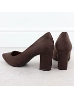 Dámské semišové lodičky na sloupek podpatku PB414 / SK403E Tmavě hnědá - Sergio Leone Dámské semišové lodičky na sloupek podpatku PB414 / SK403E Tmavě hnědá - Sergio Leone