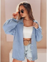 Dámská mušelínová košile oversize modrá model 21989198 - Dstreet Dámská mušelínová košile oversize modrá model 21989198 - Dstreet