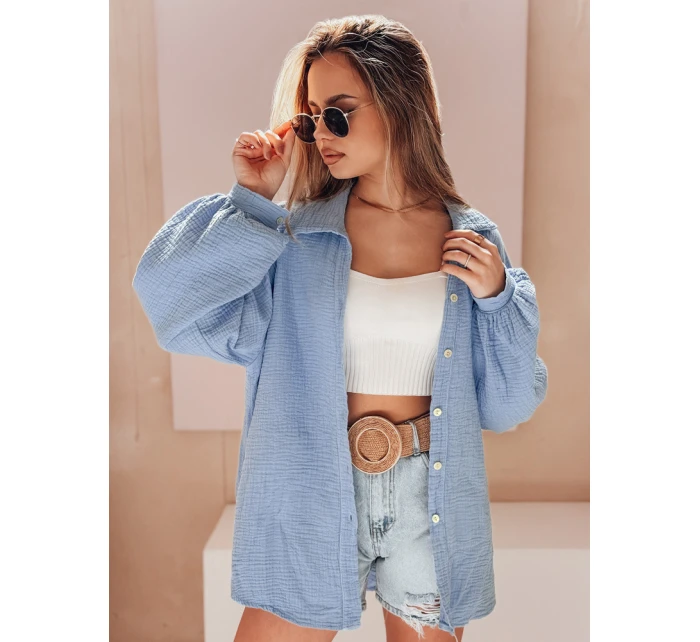 Dámská mušelínová košile oversize modrá model 21989198 - Dstreet Dámská mušelínová košile oversize modrá model 21989198 - Dstreet
