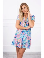 Květinové šaty s véčkovým výstřihem mint